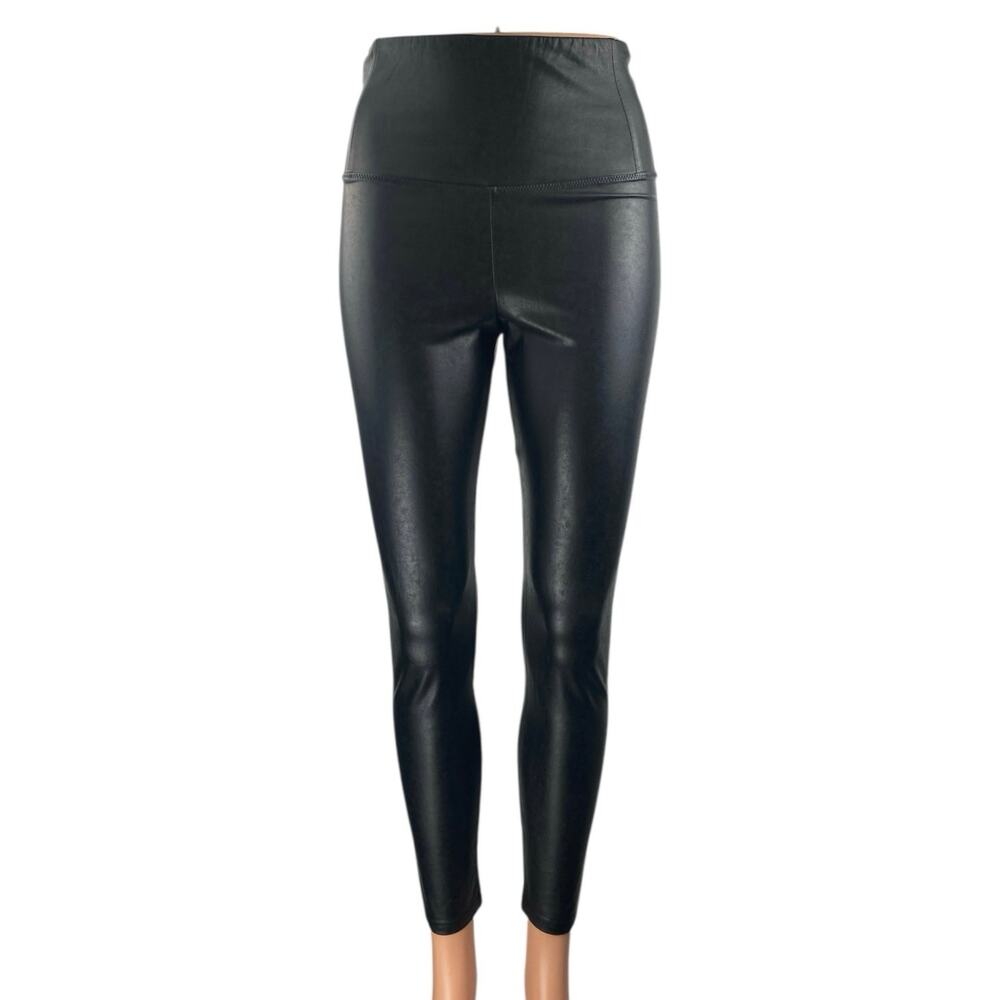 Aritzia Wilfred Free Black Faux Leather Trim High Rise Leggings Pants Size S
